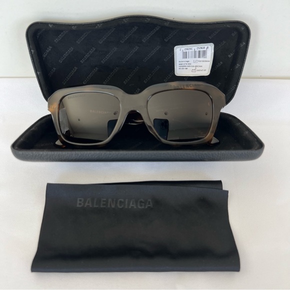 BALENCIAGA BB0127S Tortoise Frame Brown Lenses Square Shaped Sunglasses NWT - Picture 14 of 14